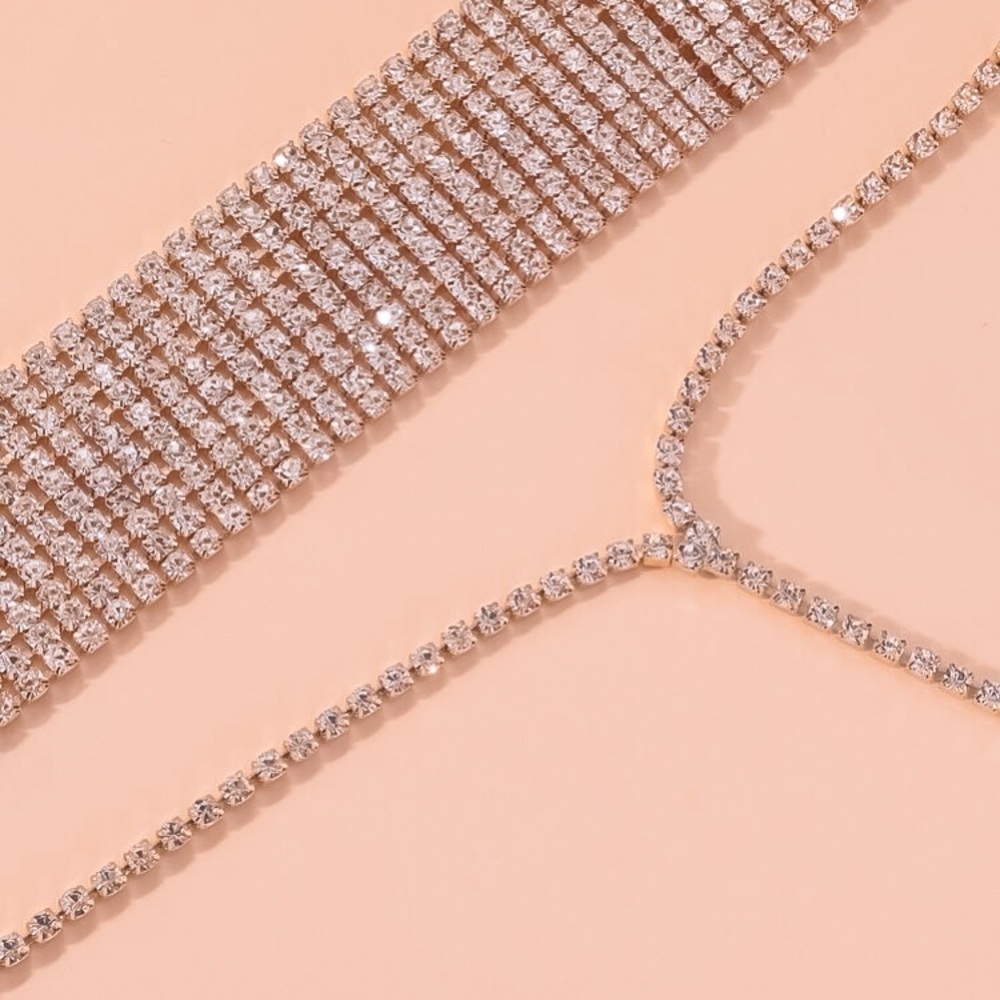 ⚜️𝟯𝟬%𝗢𝗙𝗙 𝗯𝘂𝗻𝗱𝗹𝗲𝘀 𝟯+⚜️ NEW 2 Layered Long Drop Rhinestone Necklace - Picture 8 of 15